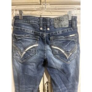 Salvage Buckle Jeans Mens 30x30 Havoc Straight Slim Fit Embroidered Pockets